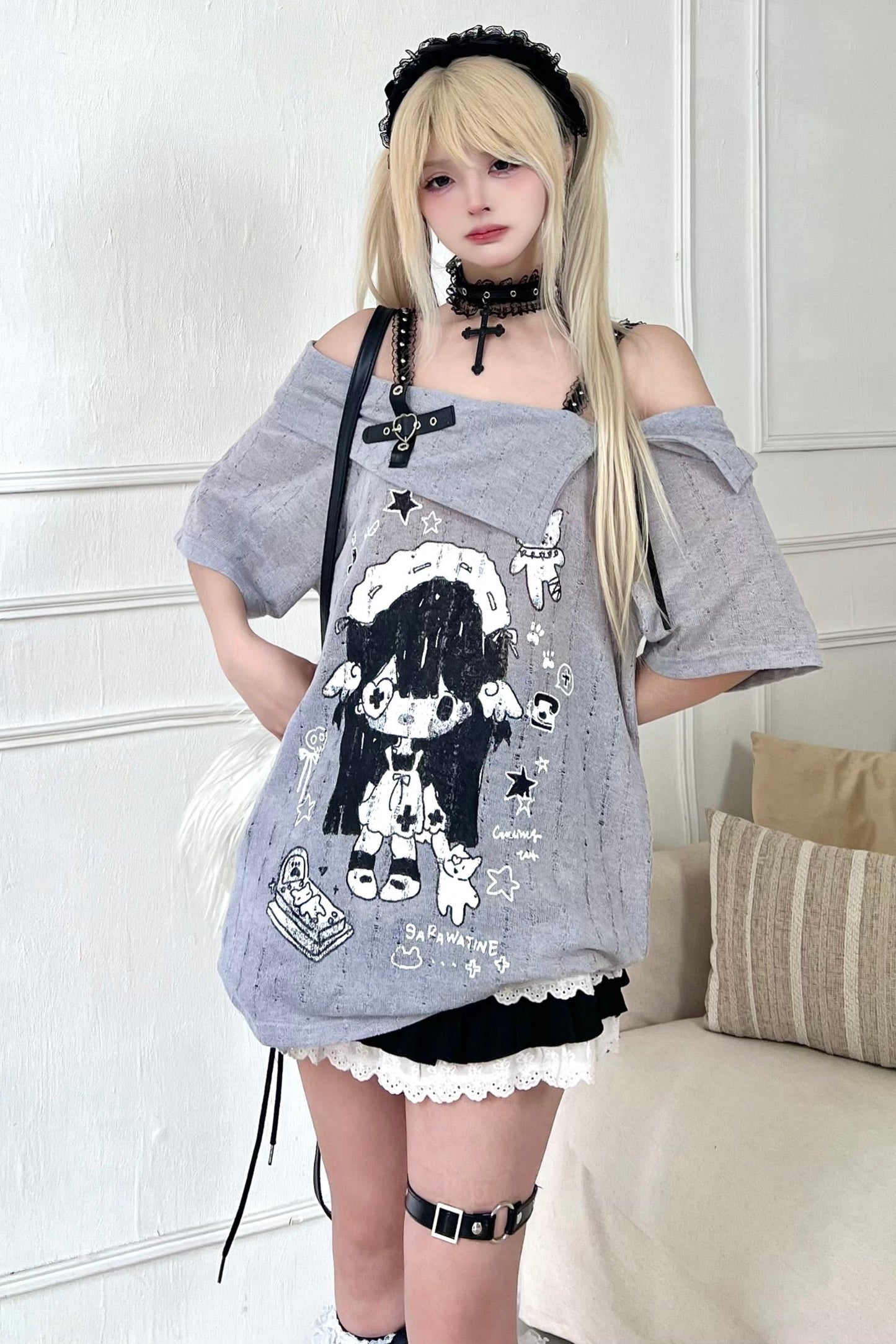 Süßes Top Print Smock Anime