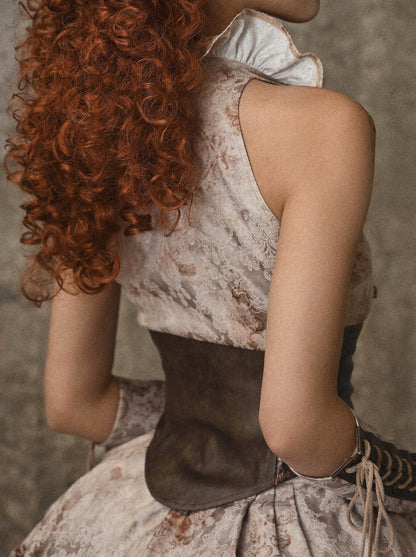 Team Punk Ruffle Heart Tie Collar Dye Top Retro Vest