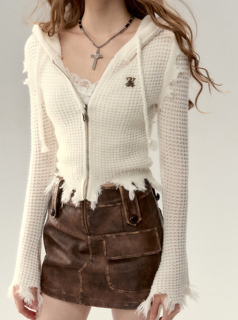 Kapuzenpullover mit Reißverschluss und Logo „One Point“