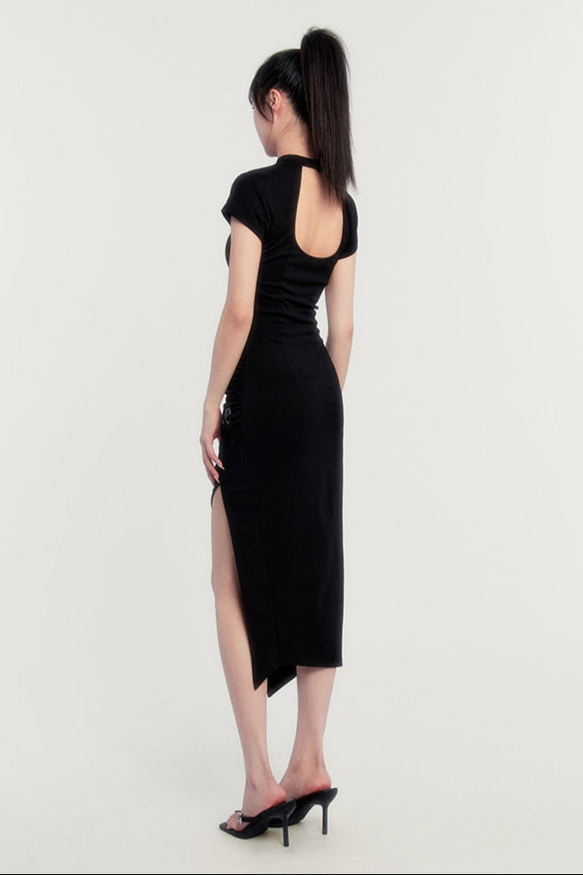 ネックレターロゴドレス ハーフタイト