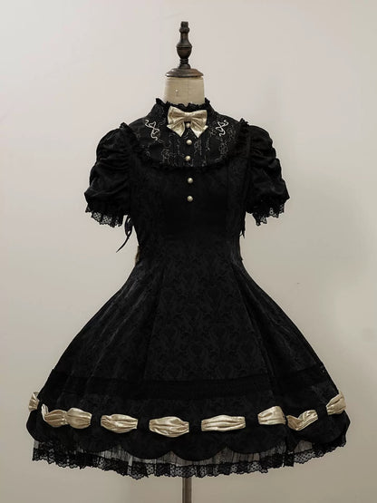 Dream Poem Sweet Classic Lolita OP Dress with Apron Two-Piece