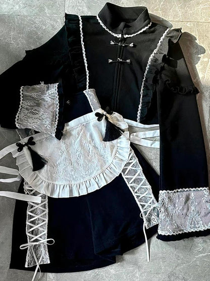 Anzug China Maid Angel Sportswear Rüschen Aqua Schürze Nachbarschaft