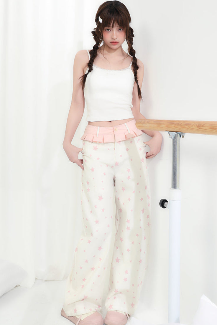 Tube Leg Shake Pants Lace Head Wide