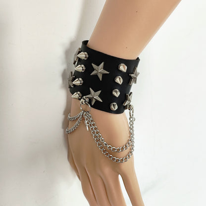 Goth Punk Hottie PU Leather Rivet Bracelet