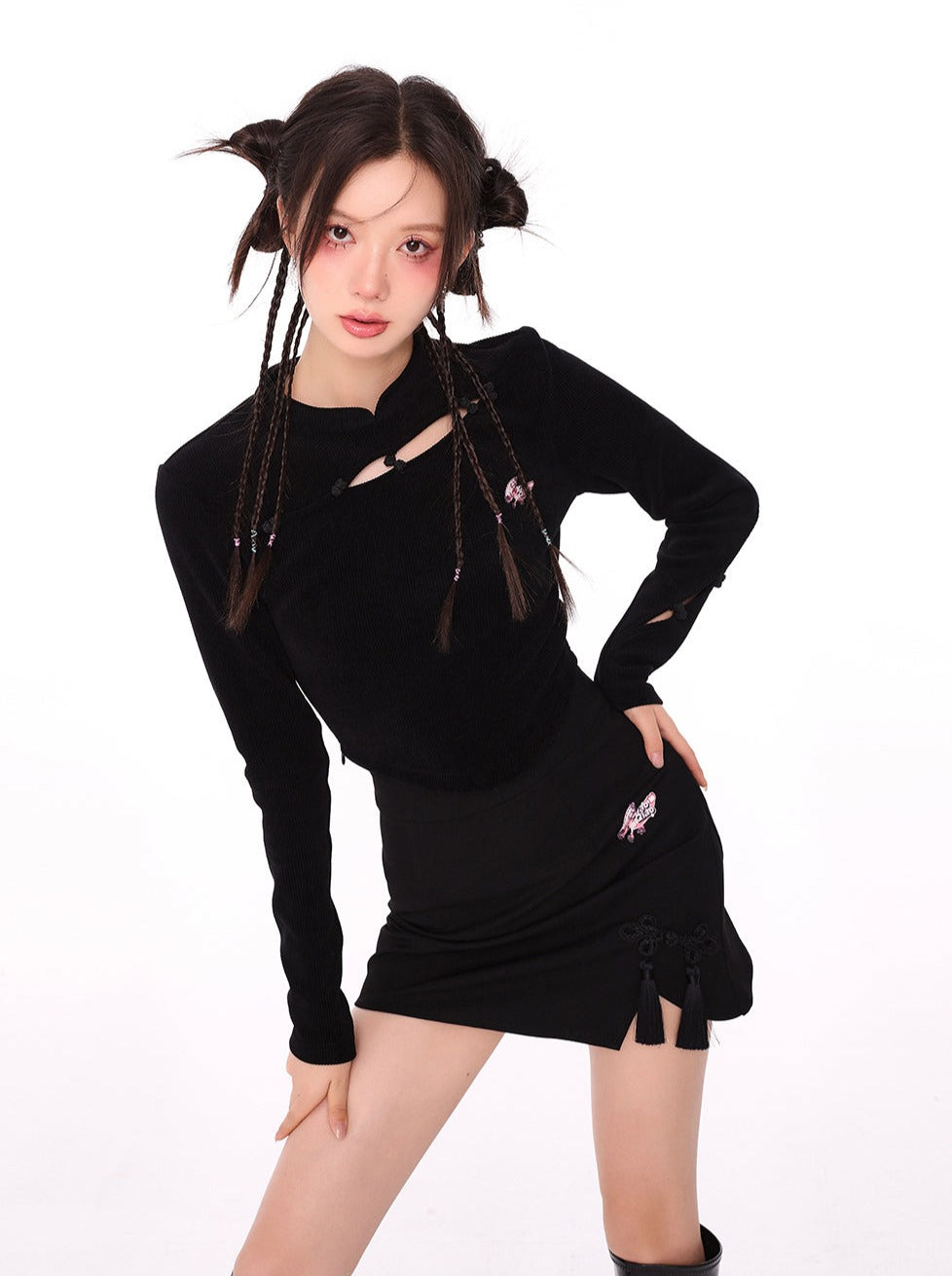 チャイナショートタイトトップ