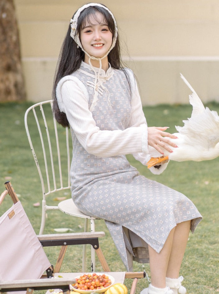 China Dress Sweet Retro Pastel Flower