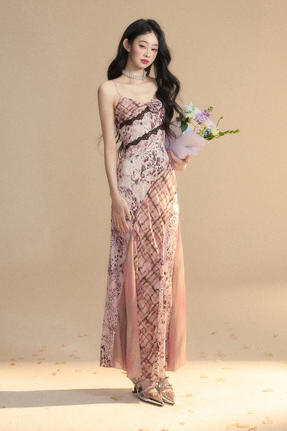 Kleid Eine Schulter Dame Lange