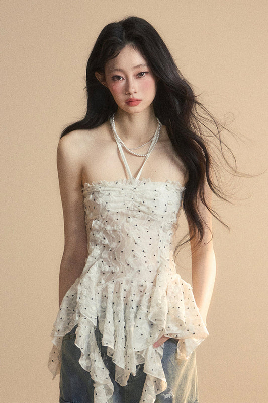 top Y2K lace One-shoulder