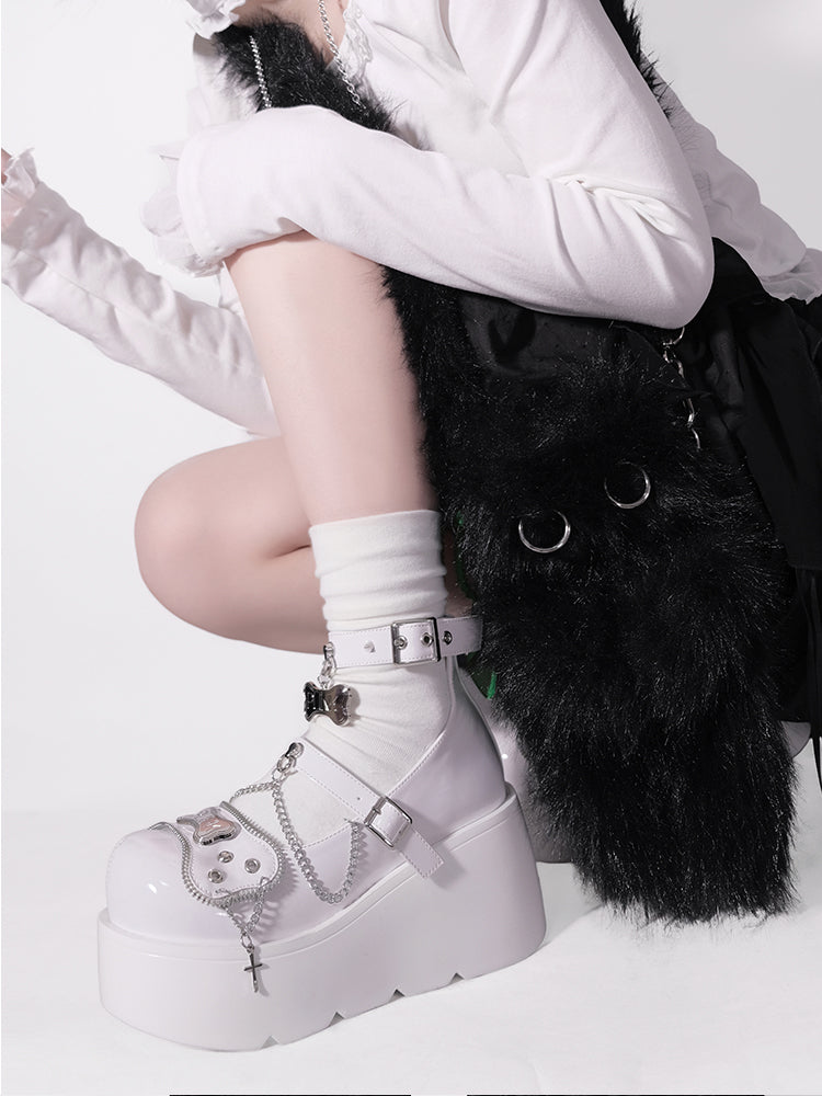 プラットフォームリベットパンクボーンミレニアムシューズ