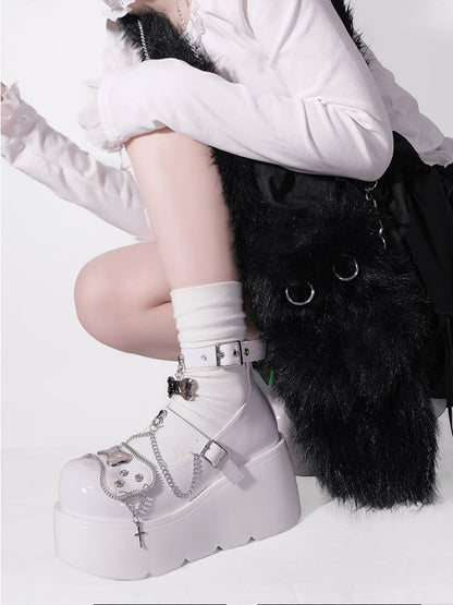 プラットフォームリベットパンクボーンミレニアムシューズ