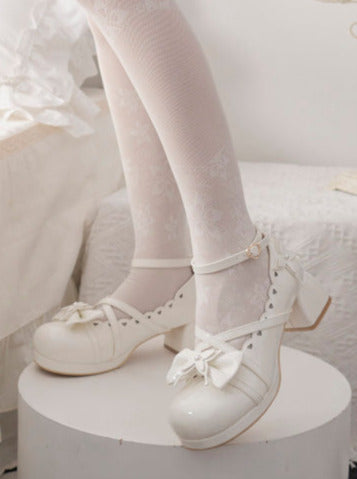 Shoes Mid Round Elegant Lolita Toe Heel Ribbon Sweet