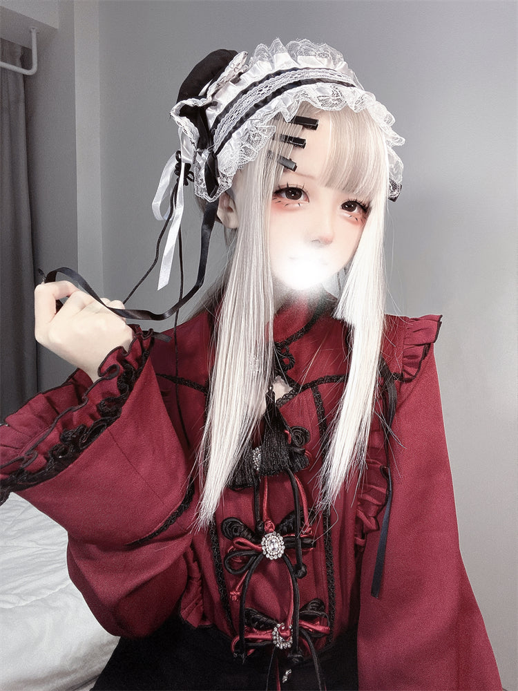 レースバックルフリルシャツ チャイナスリーブベル