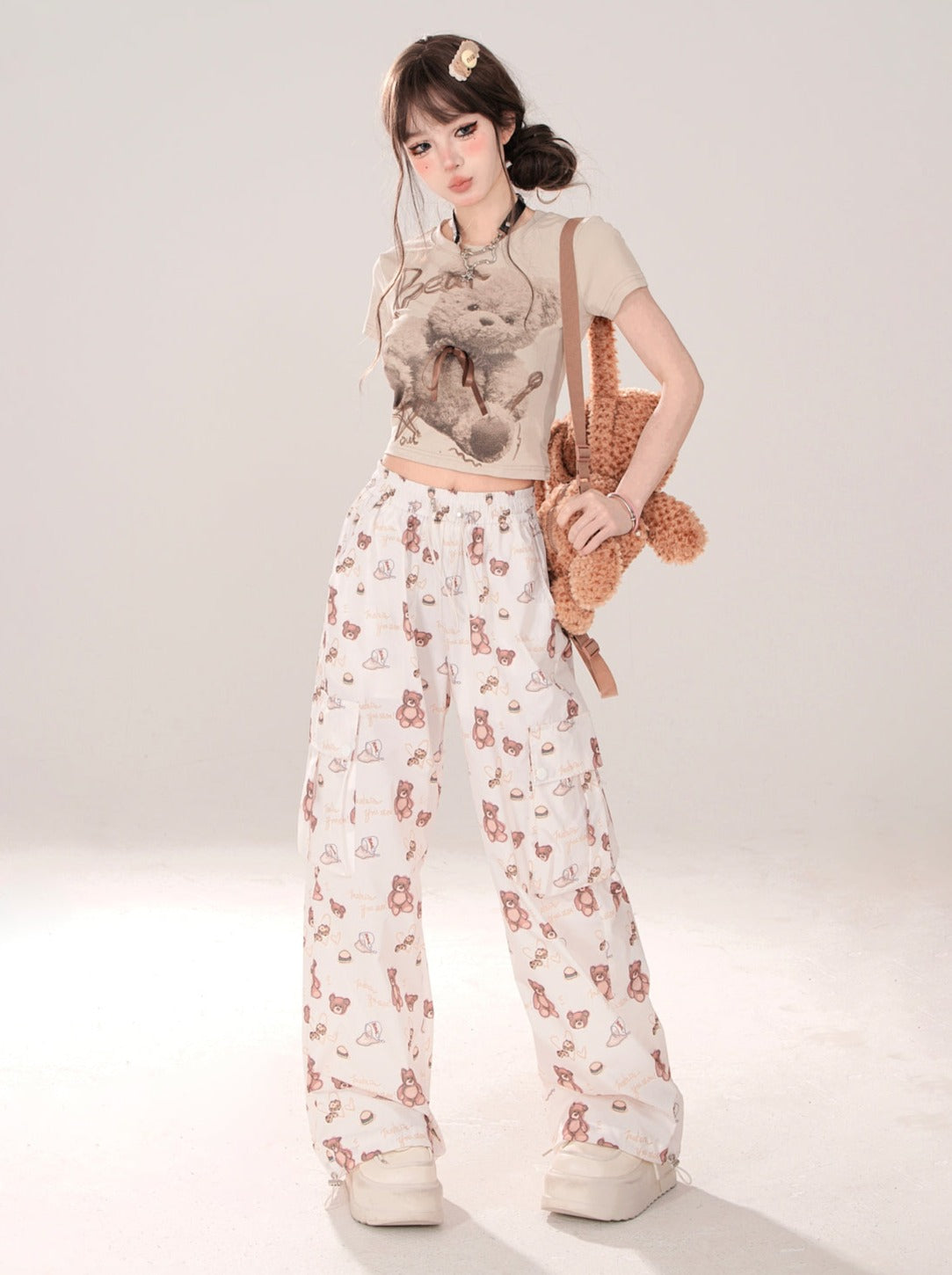 Cargo Baby Sweet Bear Loose Pants