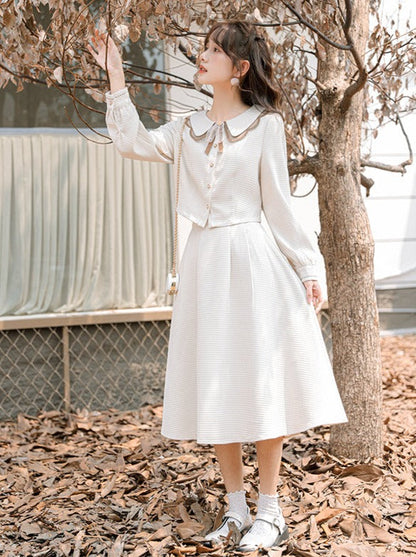 シャツ フレアスカート ショート丈 レトロ ガーリー