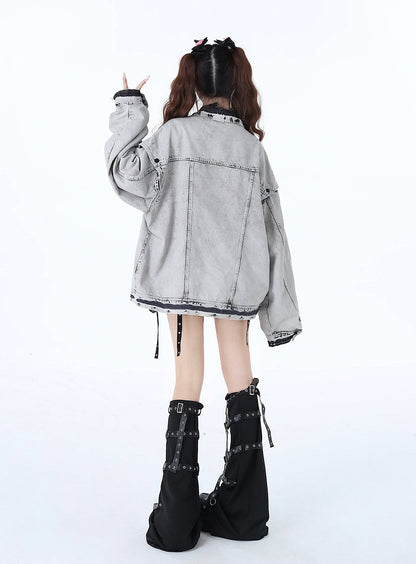 Retro Denim American Loose Street Design Niche Jacket Bike