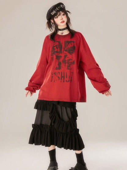 Lockere lange Oberteile, dunkel