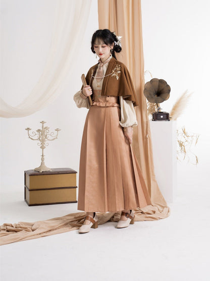 Skirt High-waisted Blouse China Cape + Pleated Retro