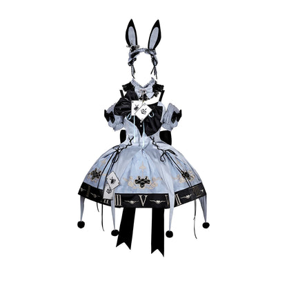 Gothic Lolita Clock Rabbit Card Game Dress Set
