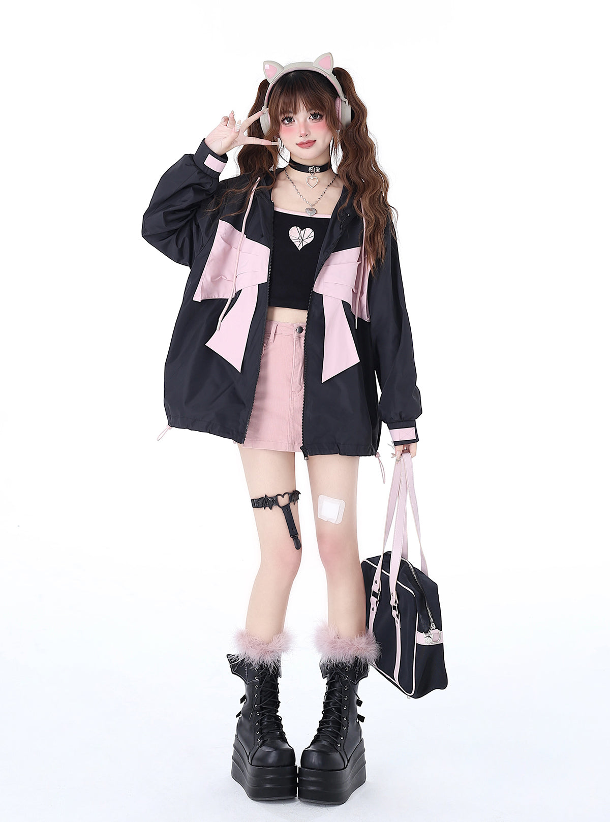 Neighborhood Angel Hoodie Ribbon Loose the Zip Mist in