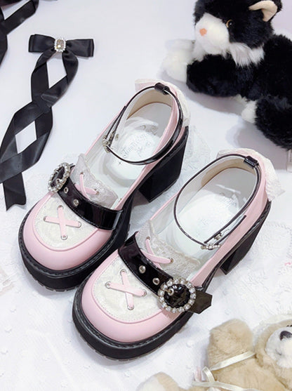 Punk Round Toe Strap Platform Shoes