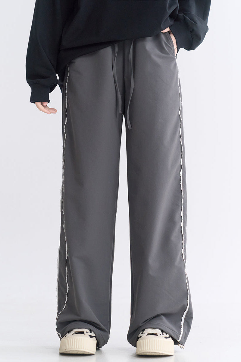 レーススタイルのスポーティカジュアルパンツ