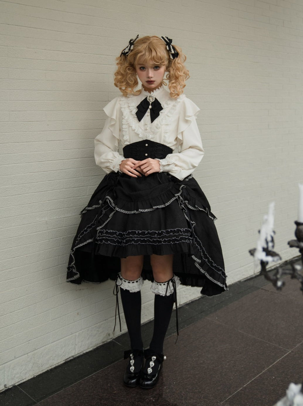 アシンメトリースカート エレガントなフリルフレアブラウス