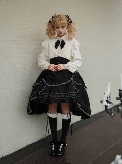 アシンメトリースカート エレガントなフリルフレアブラウス