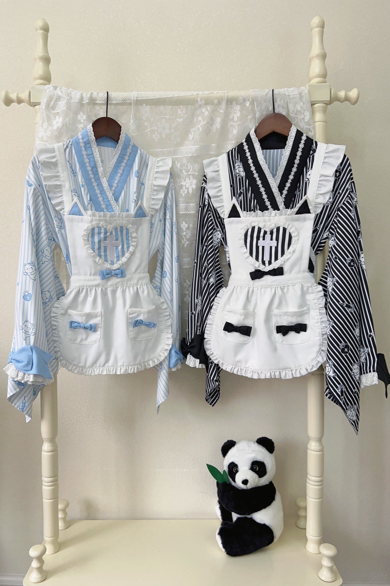 メイドロリータ日本の医療ストライプ