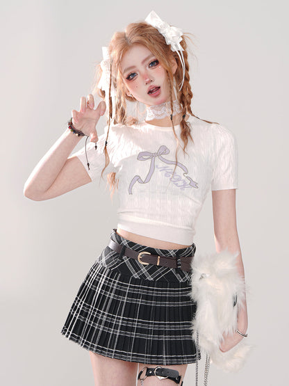 ガーリーなリボンショートトップタイト