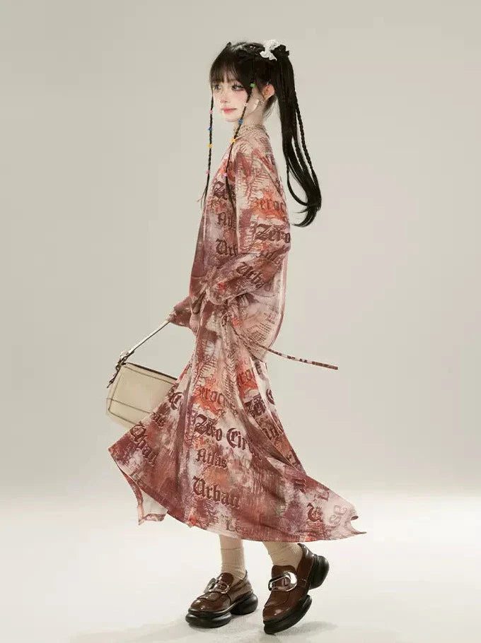 Print Drawstring Off-the-shoulder Digital American Shirt