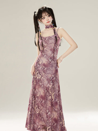 ソルティドレス スマッジ ショート/ロング サスペンダープリント