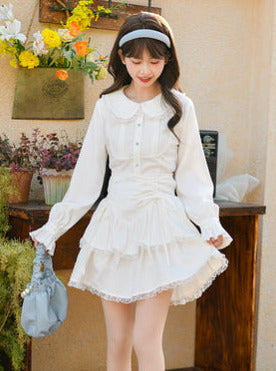 Glockenblumen-Setup: Strick-Kuchenrüsche + Hemdrock + Weste