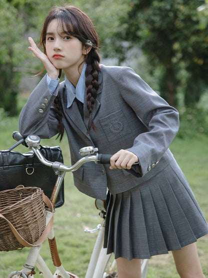 カレッジ+スタイル プリーツスカート タイブラウス ブレザー