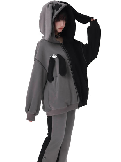 Parker-Hosenrock mit kontrastierendem Reißverschluss und Hasenohren