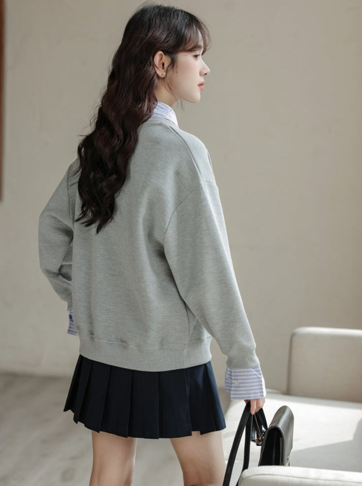 Loose Pullover Striped Top Two-piece