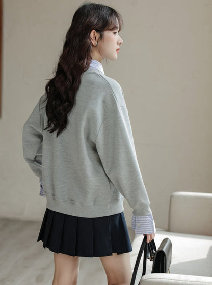 Loose Pullover Striped Top Two-piece