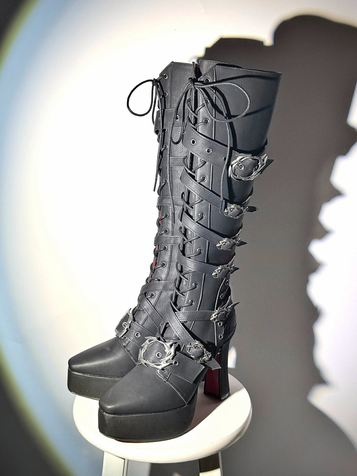 XueHaiJi Gothic Platform Knight Boots — Square Toe Lolita Punk