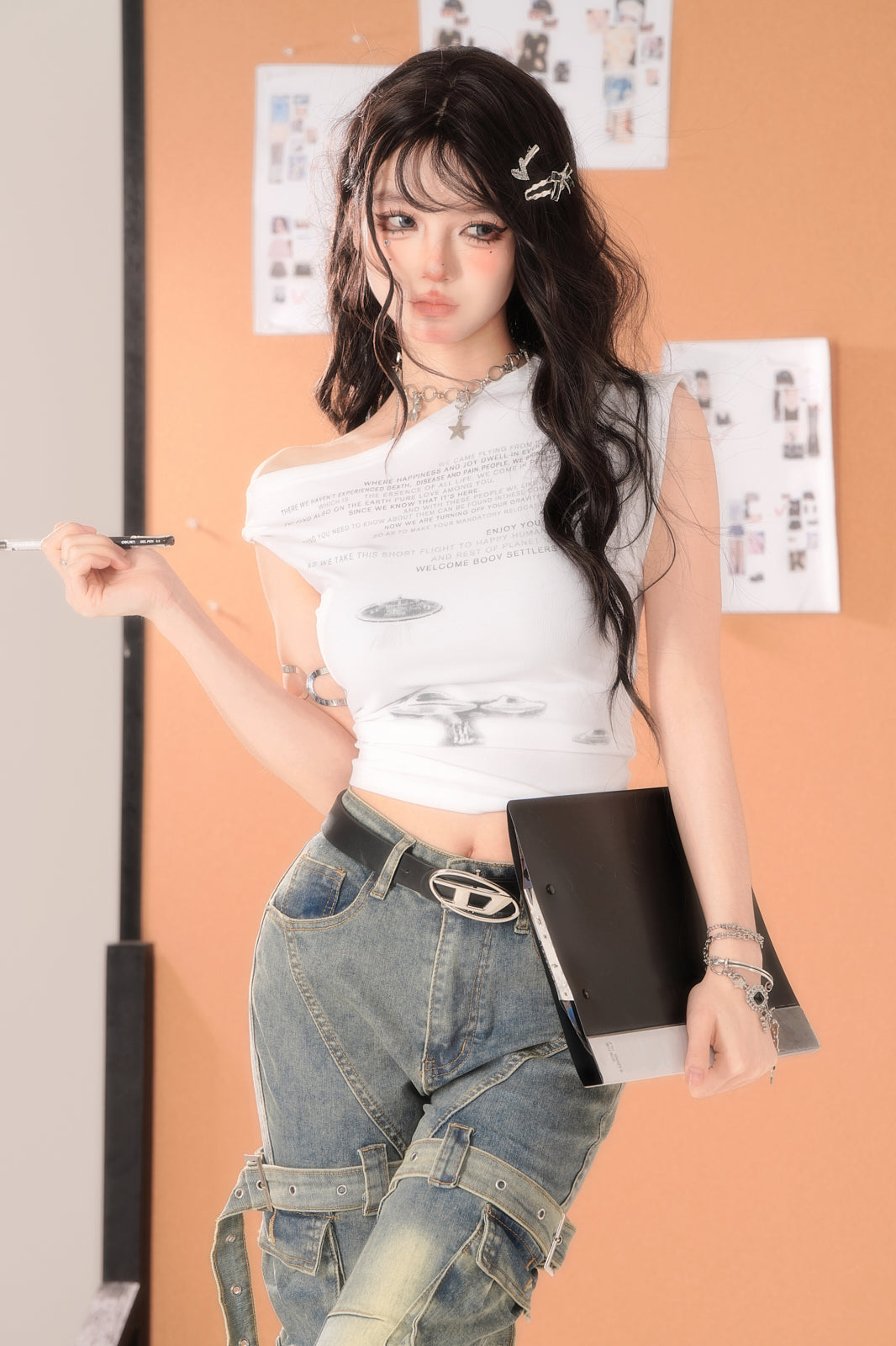 ショートトップス アメリカン ノースリーブ