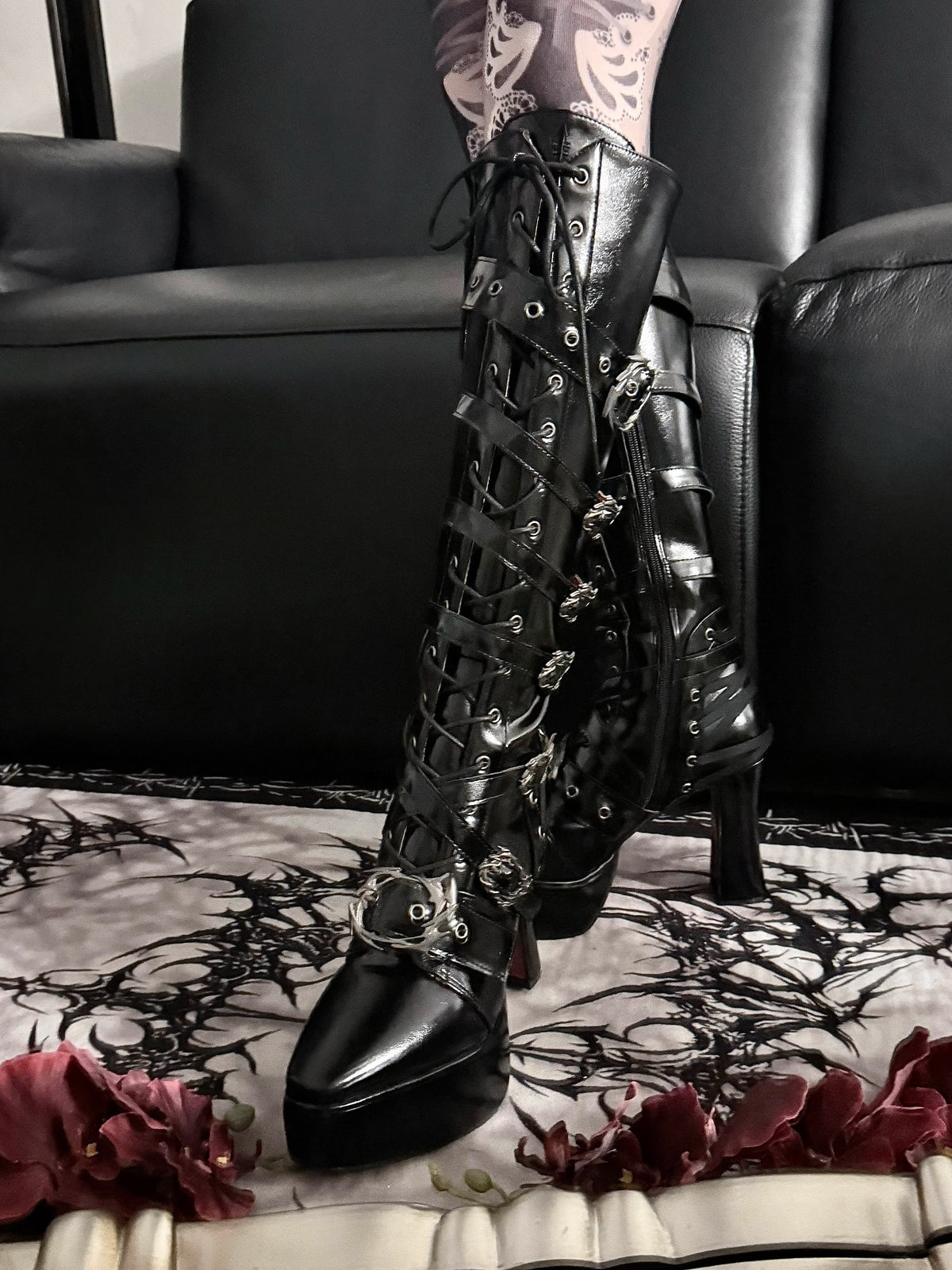 XueHaiJi Gothic Platform Knight Boots — Square Toe Lolita Punk