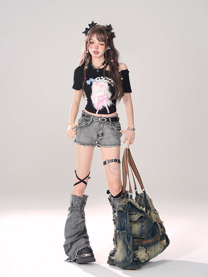 サマーバニー スウィート オフショルダー Tシャツ