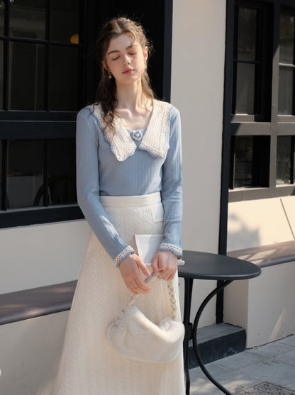 Clear Sky French Retro Blue Top