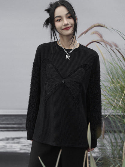 Stricken Dunkler Schmetterling Gespleißt Romantisch Locker