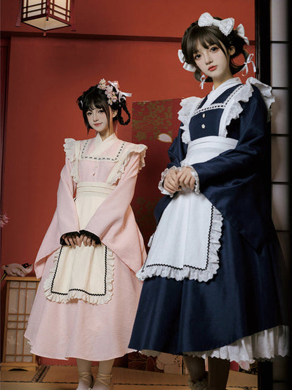 Kleid Schleife Maid Retro Rüschen Groß