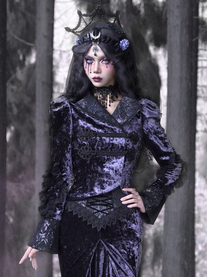 ゴシックベルベットカラースタイルジャケットヨーロピアンルナスリムスタンド