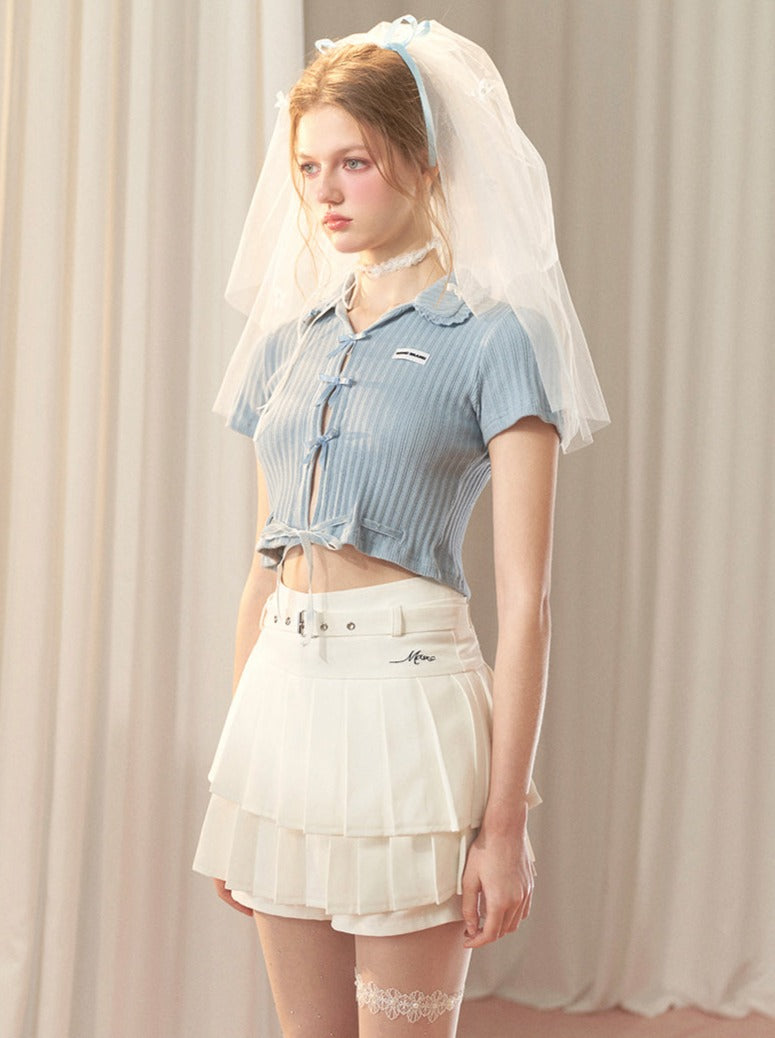 Hot Girl Satin Schleife Süßes Kurzes Top