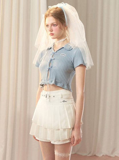 Hot Girl Satin Schleife Süßes Kurzes Top