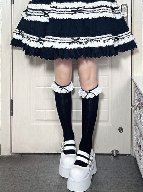 Gothic Round Retro Platform Toe Shoes Matte Punk Lace