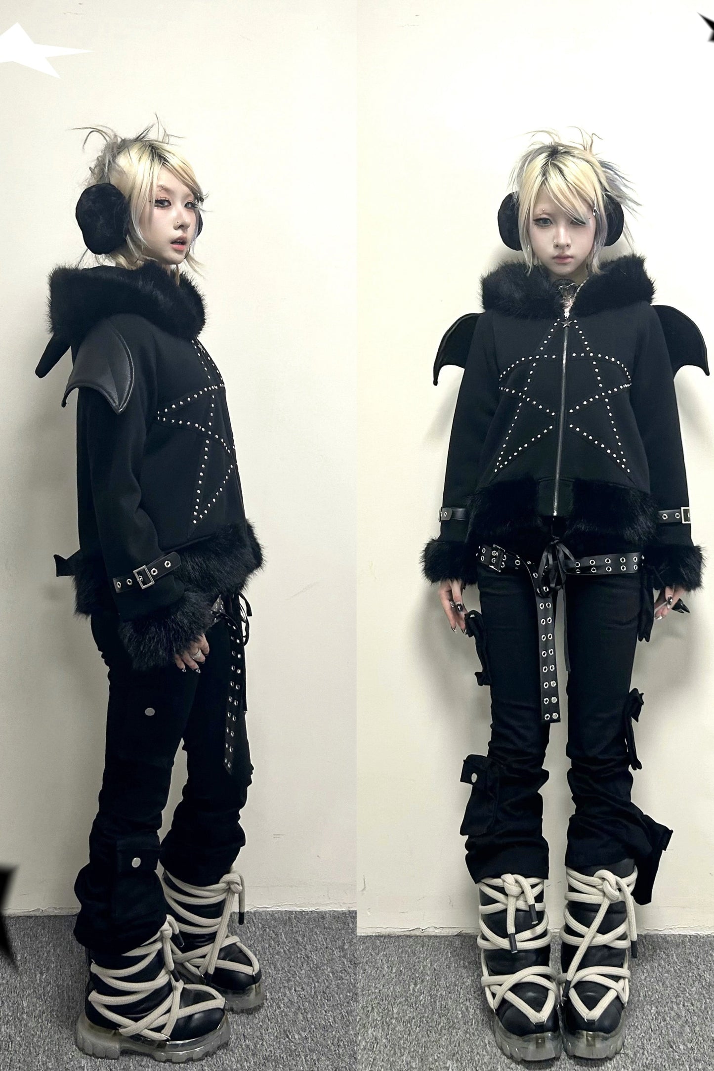 Dark Pentagram Coat Patchwork Hoodie