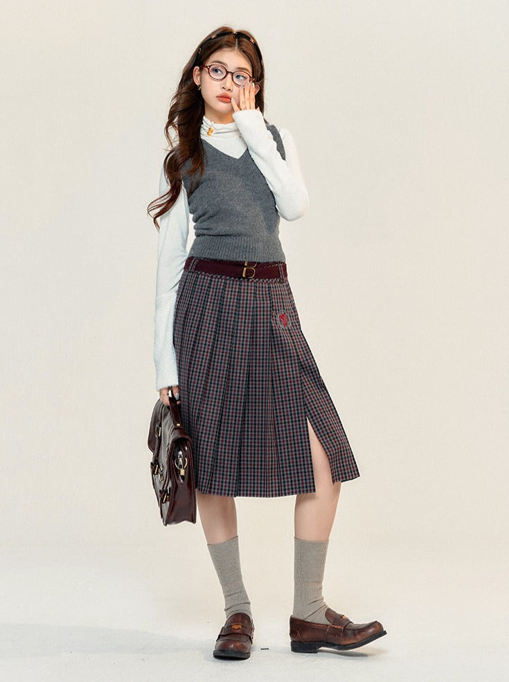 ワンベストネックニットトップスタイルポイントカレッジ