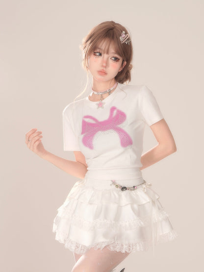 Top Short Summer Ribbon Sheer